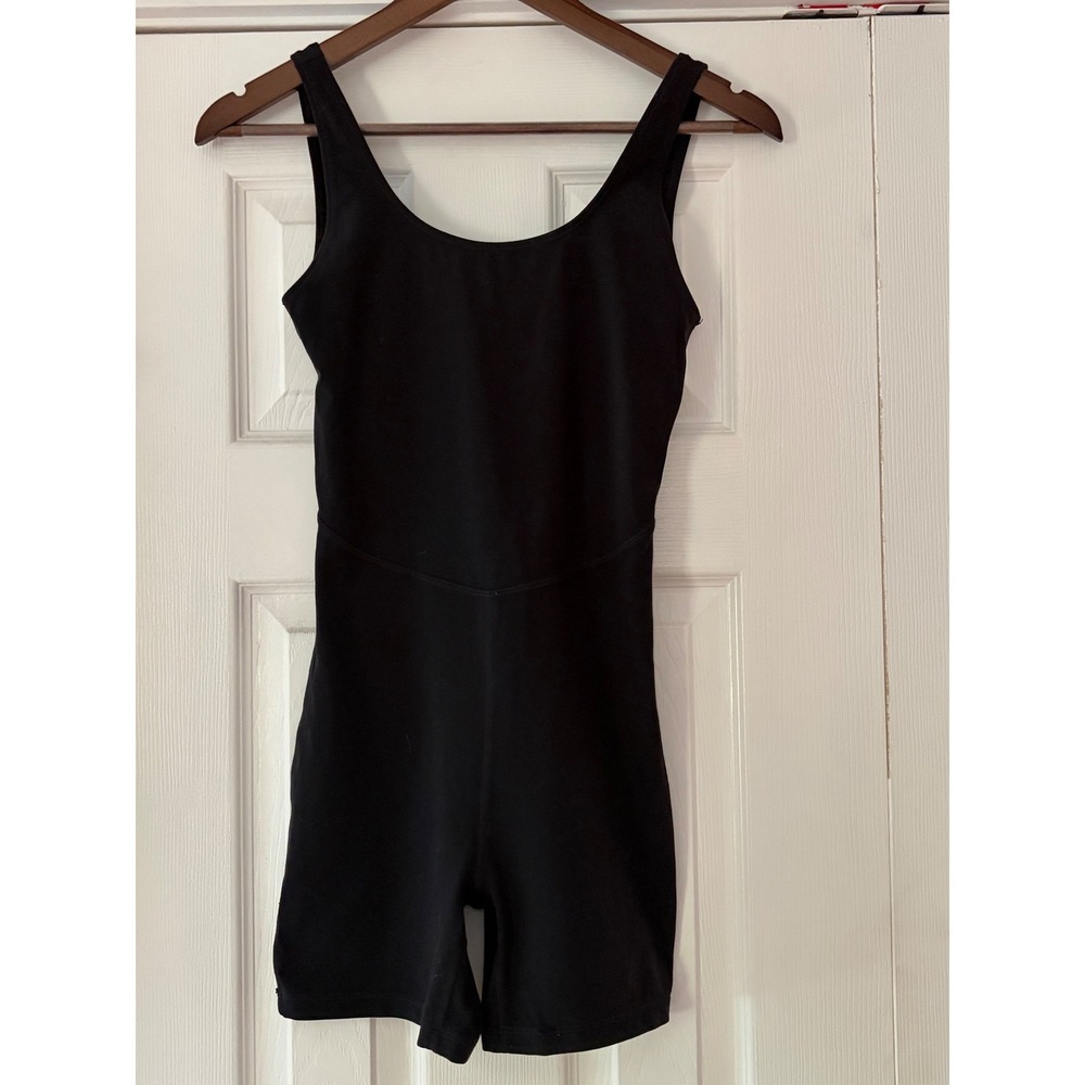 Tna TnAction Aritzia Black Romper Sleeveless Back Cutout Athletic Bodysuit Small